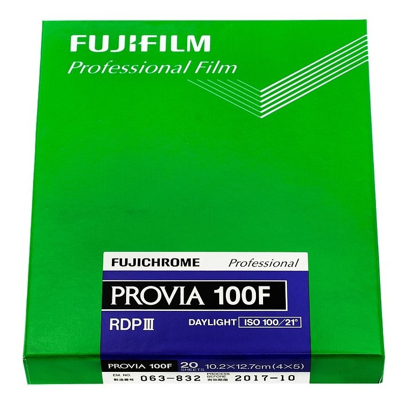 Fujifilm Fujichrome Provia 100F 4x5" Gran Formato (20 placas)