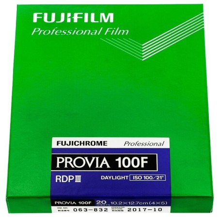 Fujifilm Fujichrome Provia 100F 4x5" Gran Formato (20 placas)